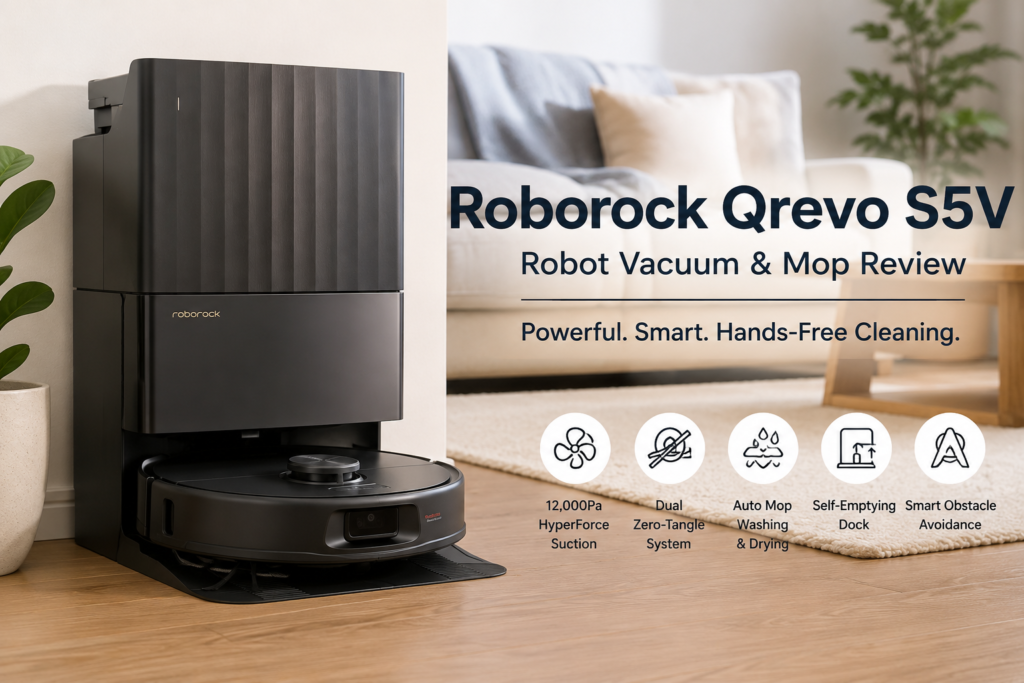 Roborock Qrevo S5V robot vacuum and mop review 2026